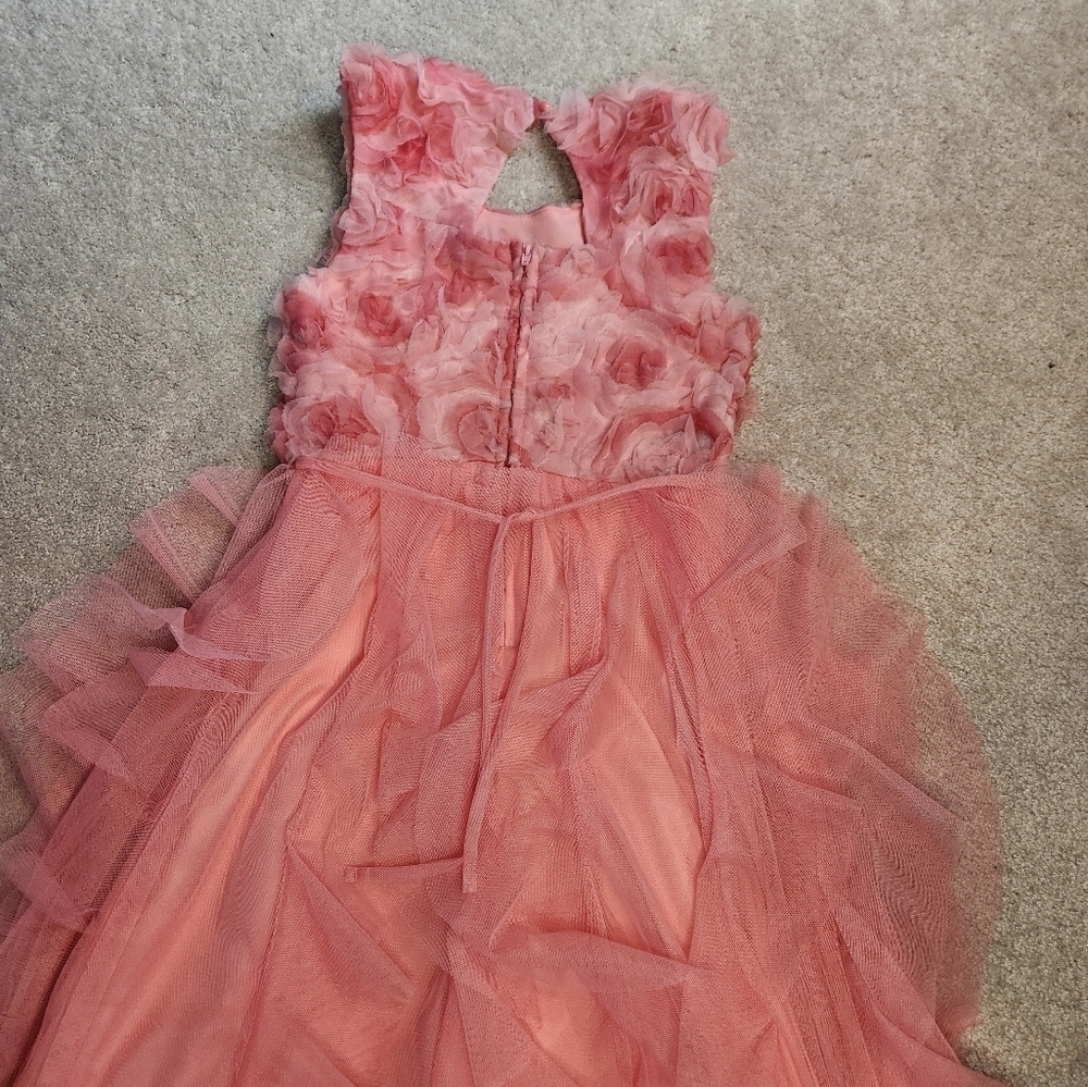 Floral Kids Dress, Coral, Ruffles, Size 8 - Picture 11 of 11